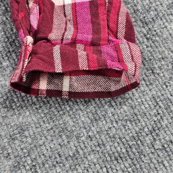Pink Flannel Plaid Womens Size 7-9 Long Sleeve Shirt Button Tab Sleeve - Picture 6 of 16